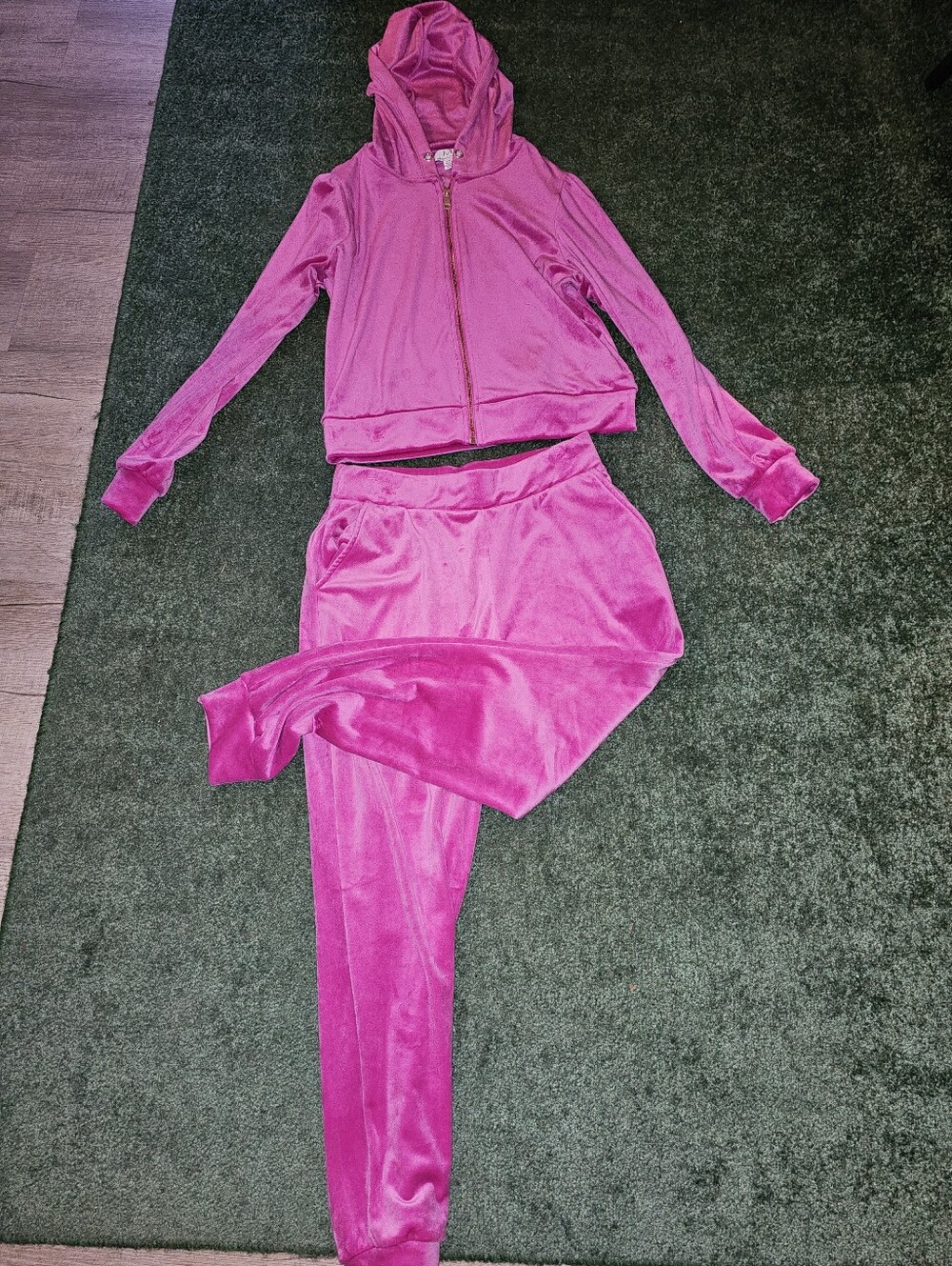 Magaschoni Bright Pink Velour Hoodie & Jogger Set